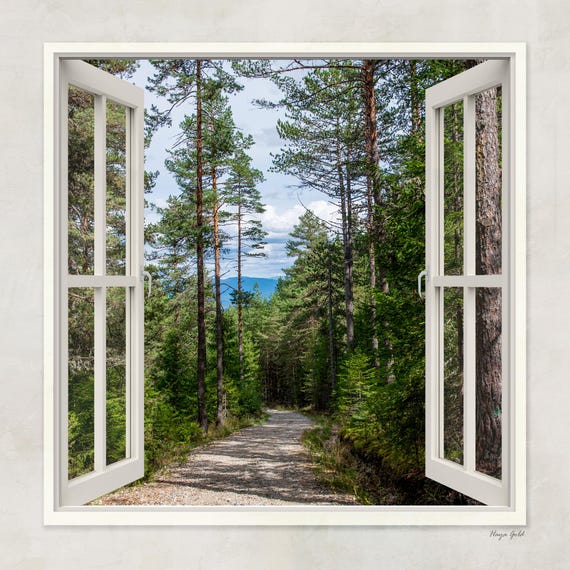 Forest Path View Through Window – Canvas Wall Art Nature Print - Etsy