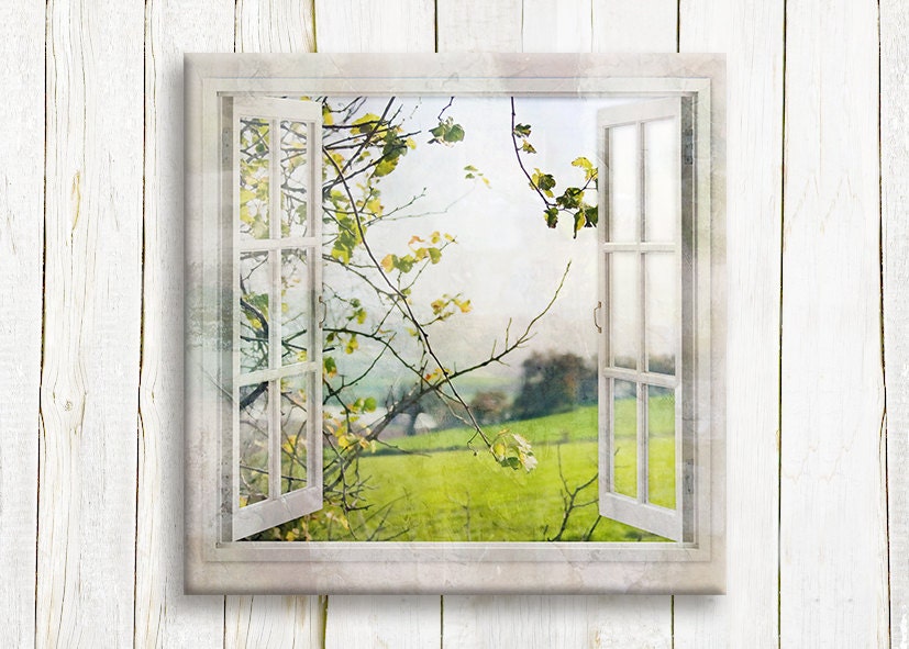 Tree branch in a window view art print on canvas Etsy