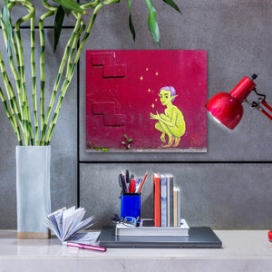Impresión fotográfica de arte callejero sobre lienzo, decoración de habitación de niñas elfas rojas, ilustración mágica y caprichosa, impresión artística enmarcada
