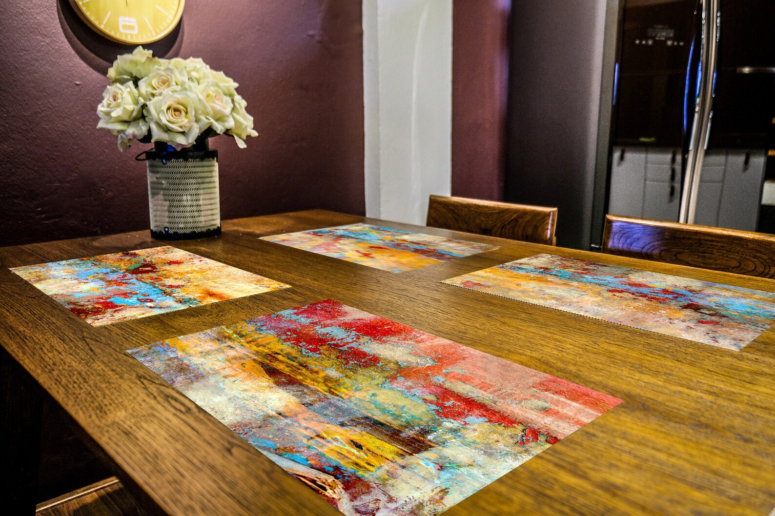 Colorful Red & Yellow Placemats Set of 412 Unique Table Etsy