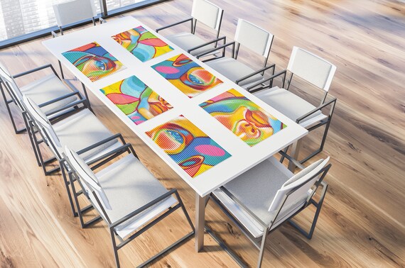 Colorful Rainbow Placemats, Non Slip Placemats Sets of 2-12