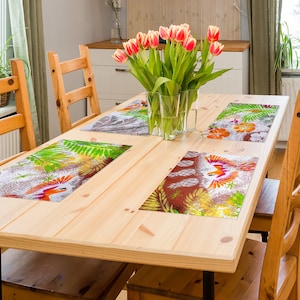 Spring Colors Art Print Vinyl Placemats: Set 2-12, Unique Table Mats, Graffiti Design
