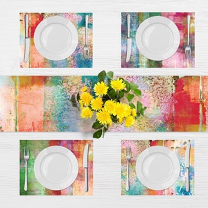 BEST SELLER Rainbow Placemats, Colorful Vinyl Table & Kitchen Décor image 1