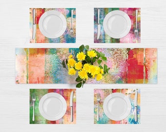 BEST SELLER Rainbow Placemats, Colorful Vinyl Table & Kitchen Décor