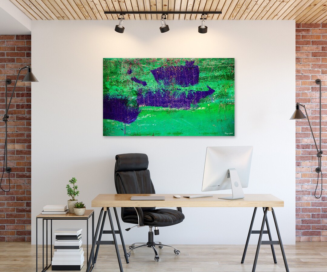 Large Green Abstract Art Print: Modern Canvas Wall Decor - Etsy
