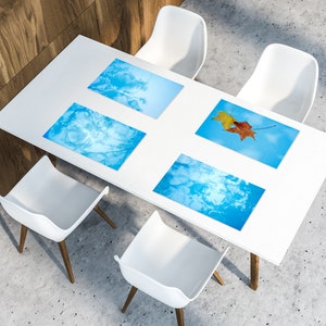 Turquoise wipeable placemats set of 2-12, Blue vinyl material table mats, Beach house table décor, Housewarming gift