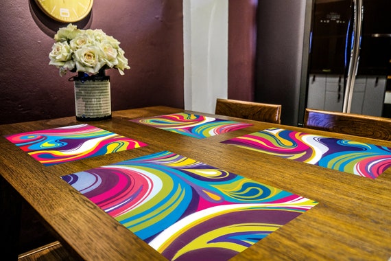 Colorful Rainbow Placemats, Non Slip Placemats Sets of 2-12