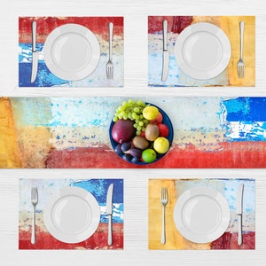 Vinyl-Tischsets von 2-12, waschbare Esstischsets, einzigartige Tischsets, dekorative abstrakte Tischsets, Housewarminggeschenk