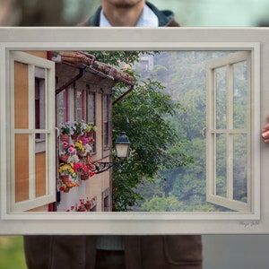 Portugal View Canvas Print: Faux Window Wall Decor