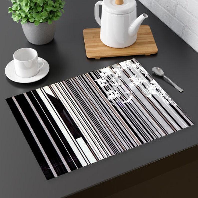 Geometric Vinyl Placemats Black & White Table Mats Set of 4 Etsy