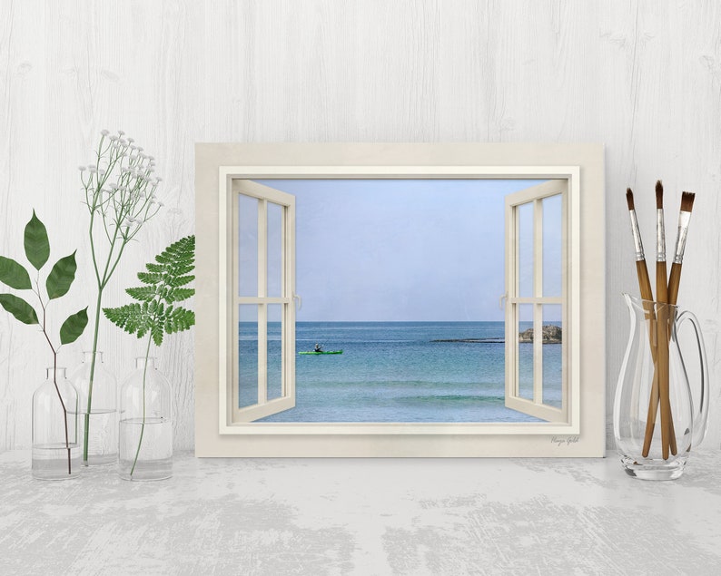 Nautical Canvas Wall Art Window View Wall Art Seascape Wall Etsy