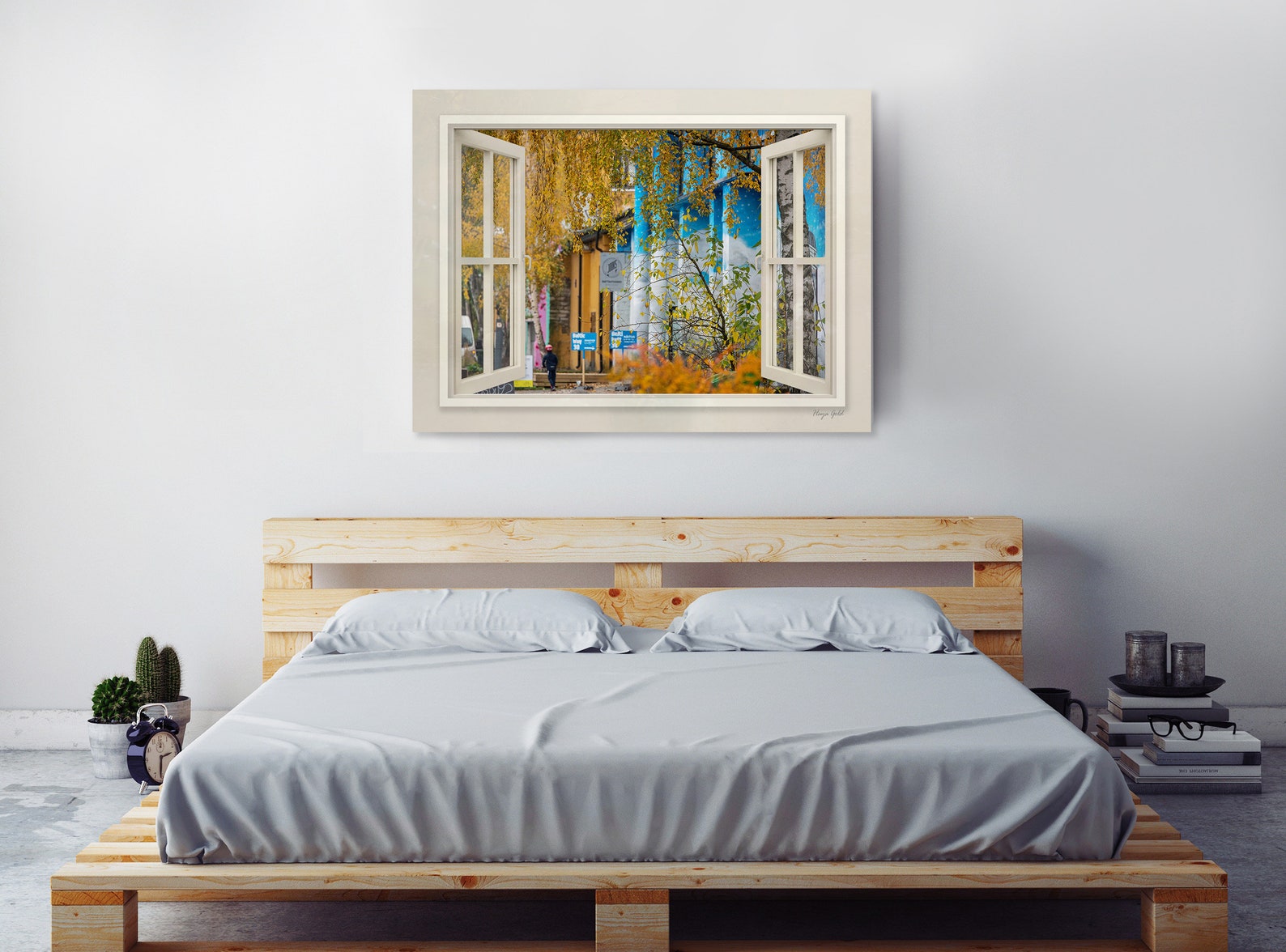 Window Picture View Printed on Canvas 3D Open Window Wall Art Etsy