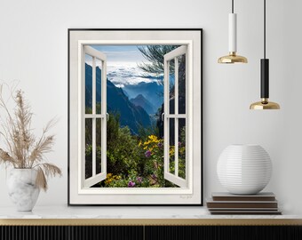 Madeira Island Landscape View Canvas Gallery Wrap - Wall Art Decor  - Mountain Window View Canvas Art - Portugal Landscape print