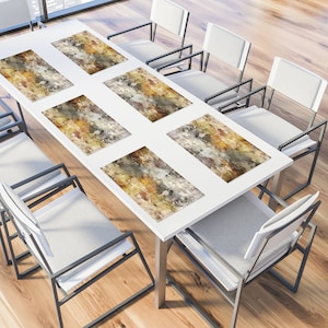 Set of 2-12 Artistic Placemats - Thick Vinyl Placemats with Abstract Designs