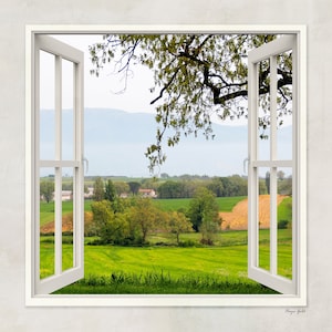 Romantic Tuscany Window View – Botanical Wall Art for Nature Lovers