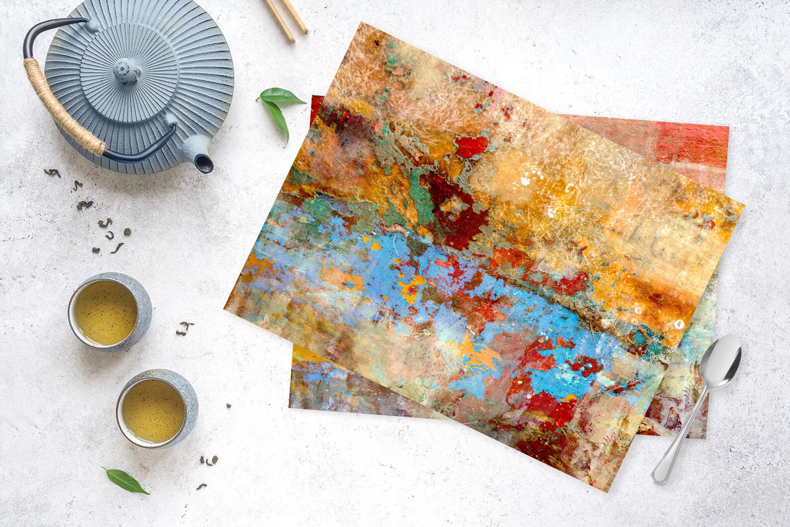 Colorful Red & Yellow Placemats Set of 412 Unique Table Etsy