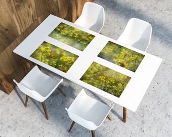 Botanical Bliss Vinyl Placemats - Vibrant Yellow & Green Nature-Inspired Table Mats