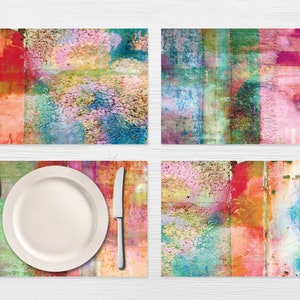 BEST SELLER Rainbow Placemats, Colorful Vinyl Table & Kitchen Décor image 2