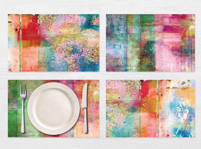 BEST SELLER Rainbow Placemats, Colorful Vinyl Table & Kitchen Décor image 2