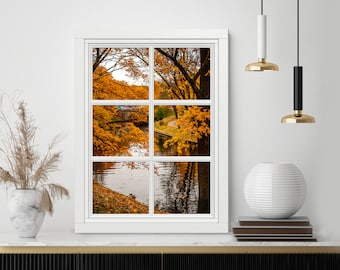 Autumn Riga Latvia Canvas Print: 3D Window View, Ready to Hang
