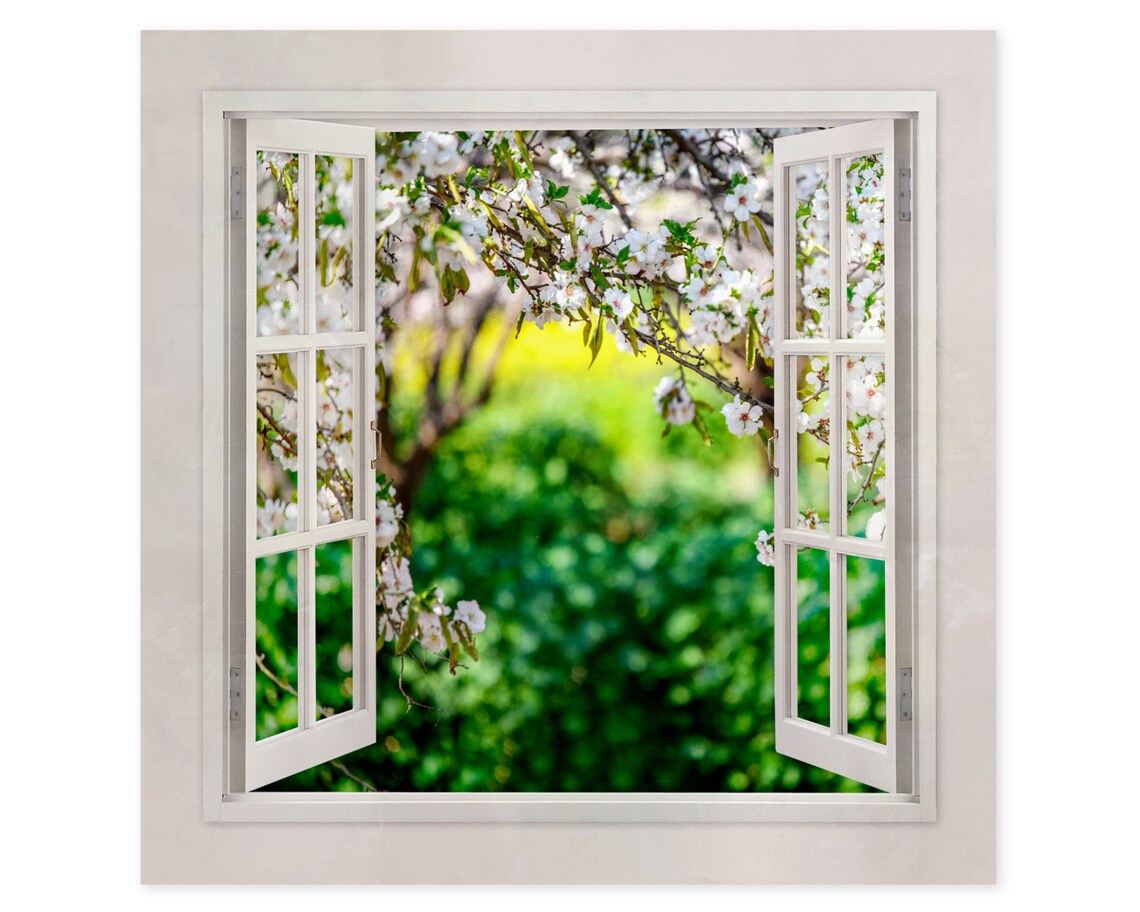 Canvas Wall Art Framed Fake Window Wall Art Open Window Wall Etsy