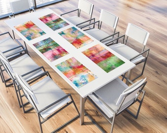 BEST SELLER Abstract Rainbow Placemats Set of 4, Vinyl Heat-Resistant Washable