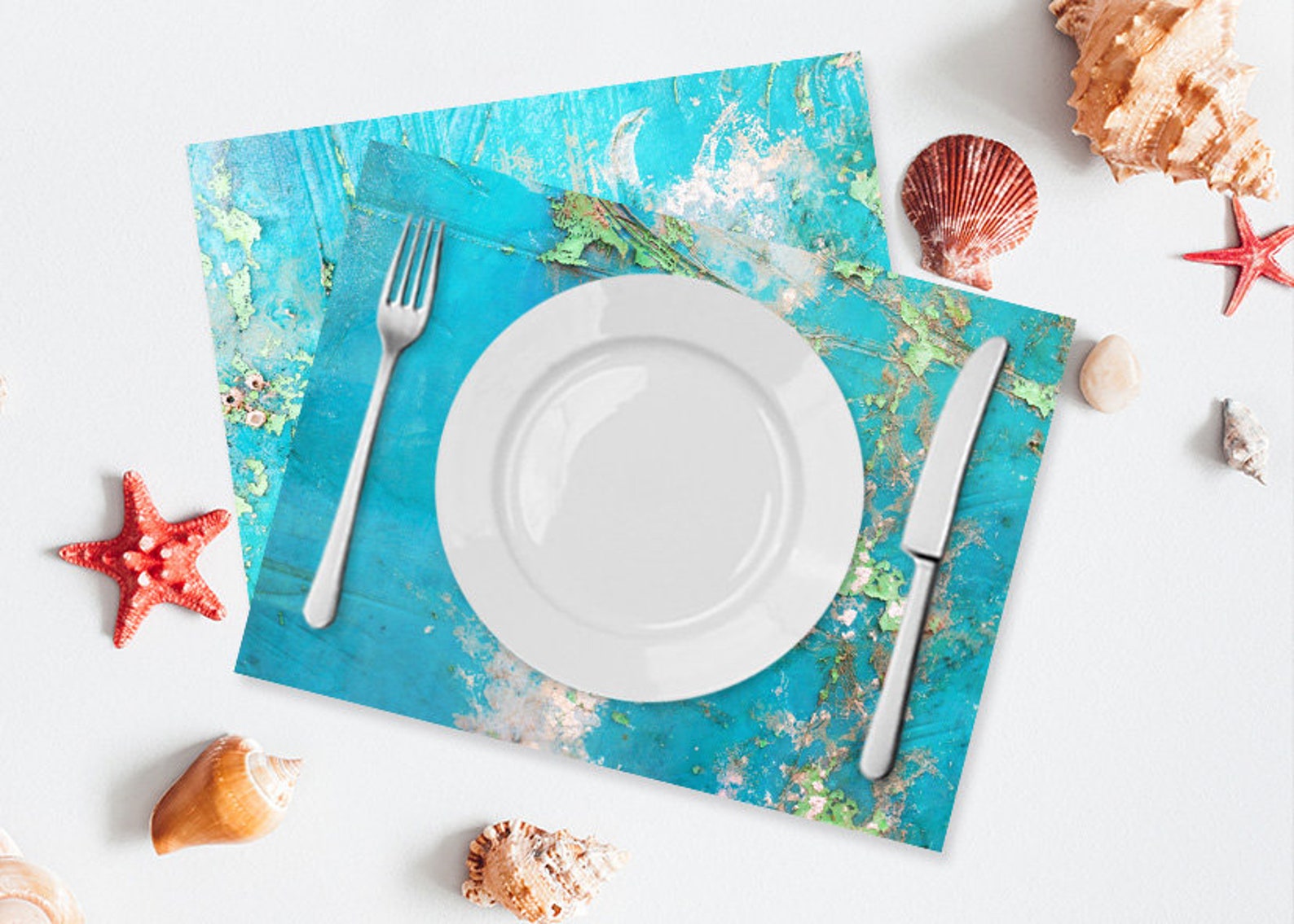 Unique Teal Placemats Sets of 412 Washable Vinyl Placemats Etsy