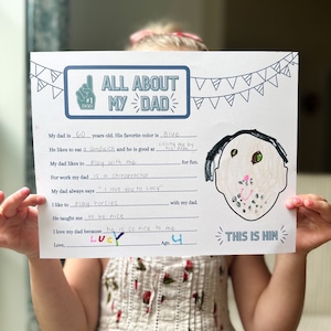 All About My Dad- Printable- Digital Download- Father’s Day Gift
