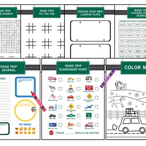 Road Trip Activity Pack- Printable- Digital Download- Scavenger Hunt- Journal Page- Word Search- License Plate Search