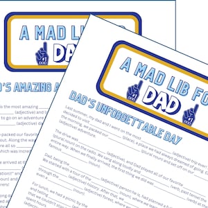 A Mad Lib for Dad- Father’s Day Printable- Digital Download