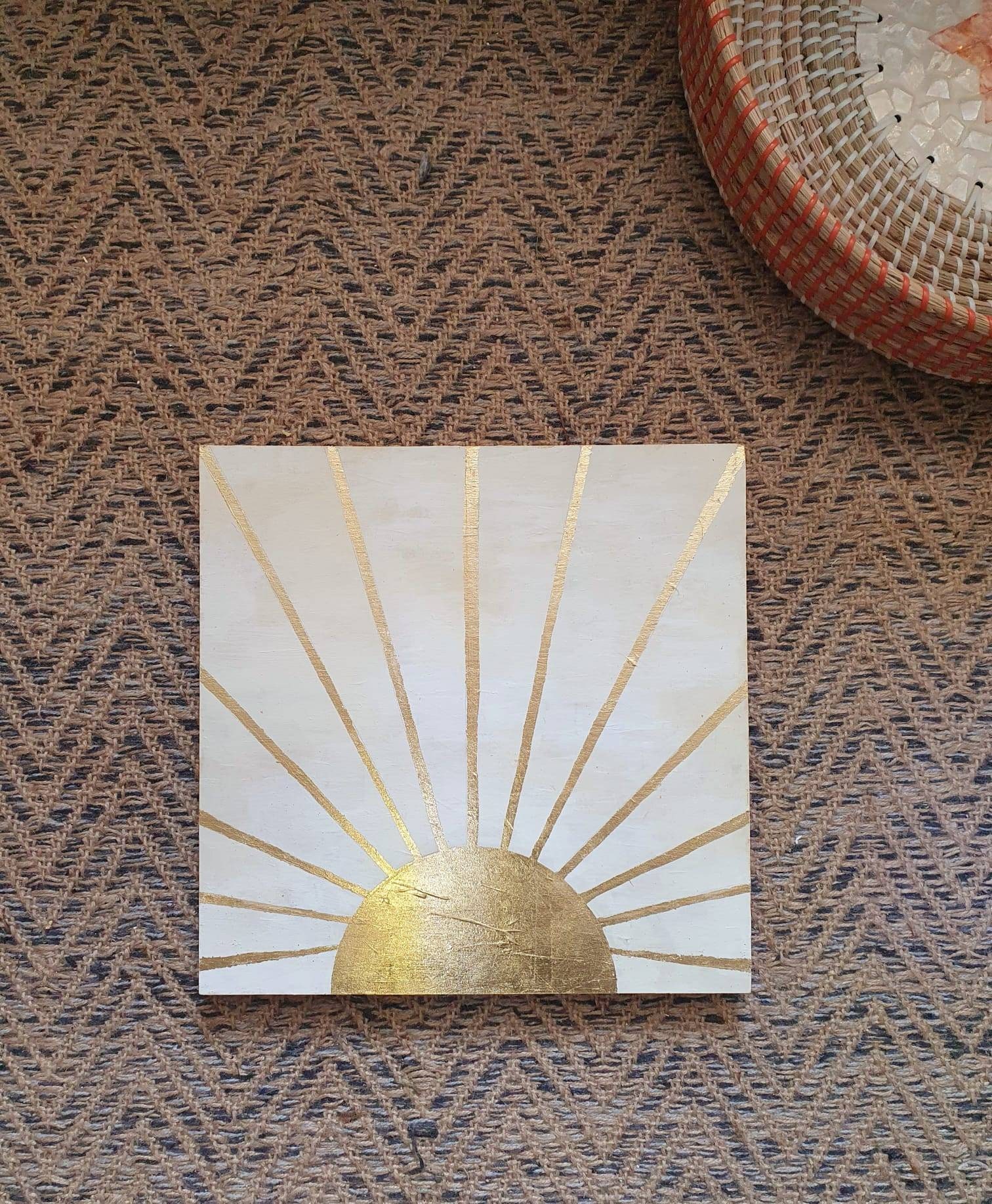 SUNDAZE 08/21 Original Painting Acrylic & Gold Leaf on SUNDAZE 08/21 Original Painting Acrylic & Gold Leaf on