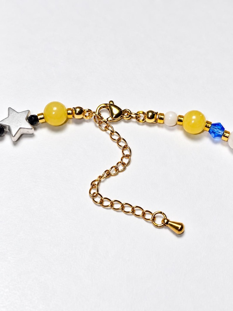 Yellow Card Small Iris Isis Necklace, Lapis Lazuli Yellow Agate Beaded Jewelry, 18K Gold ...