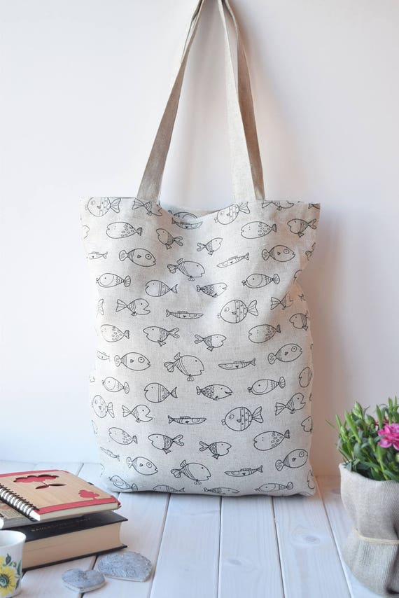 Linen tote bag sac cabas tote bag canvas boho bag shoulder bag LT0005