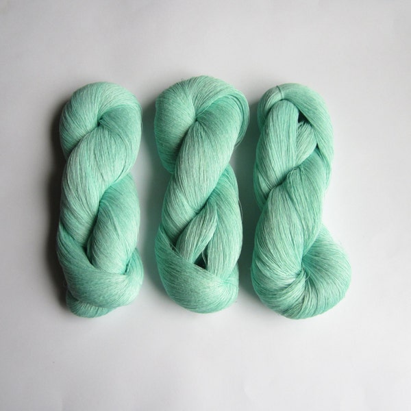 Mint linen yarn, linen yarns for weaving, crocheting, knitting, crafts, linen thread