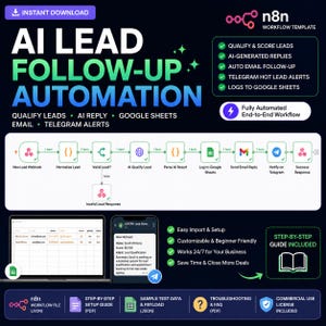 n8n Lead Uppföljningsautomation | AI-kvalificering, e-post, Google Sheets och Telegram