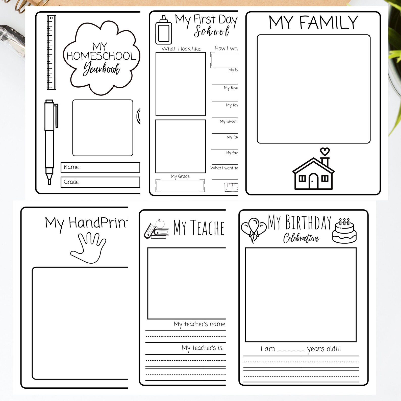 Homeschool Memory Book / Yearbook K3rd Grade DIGITAL PDF Etsy