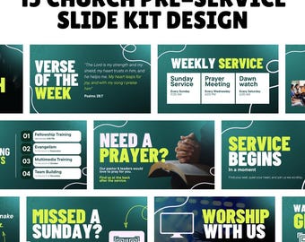 15 Church Announcement Slides | Pre-Service Sunday Canva Templates (Digital Download)