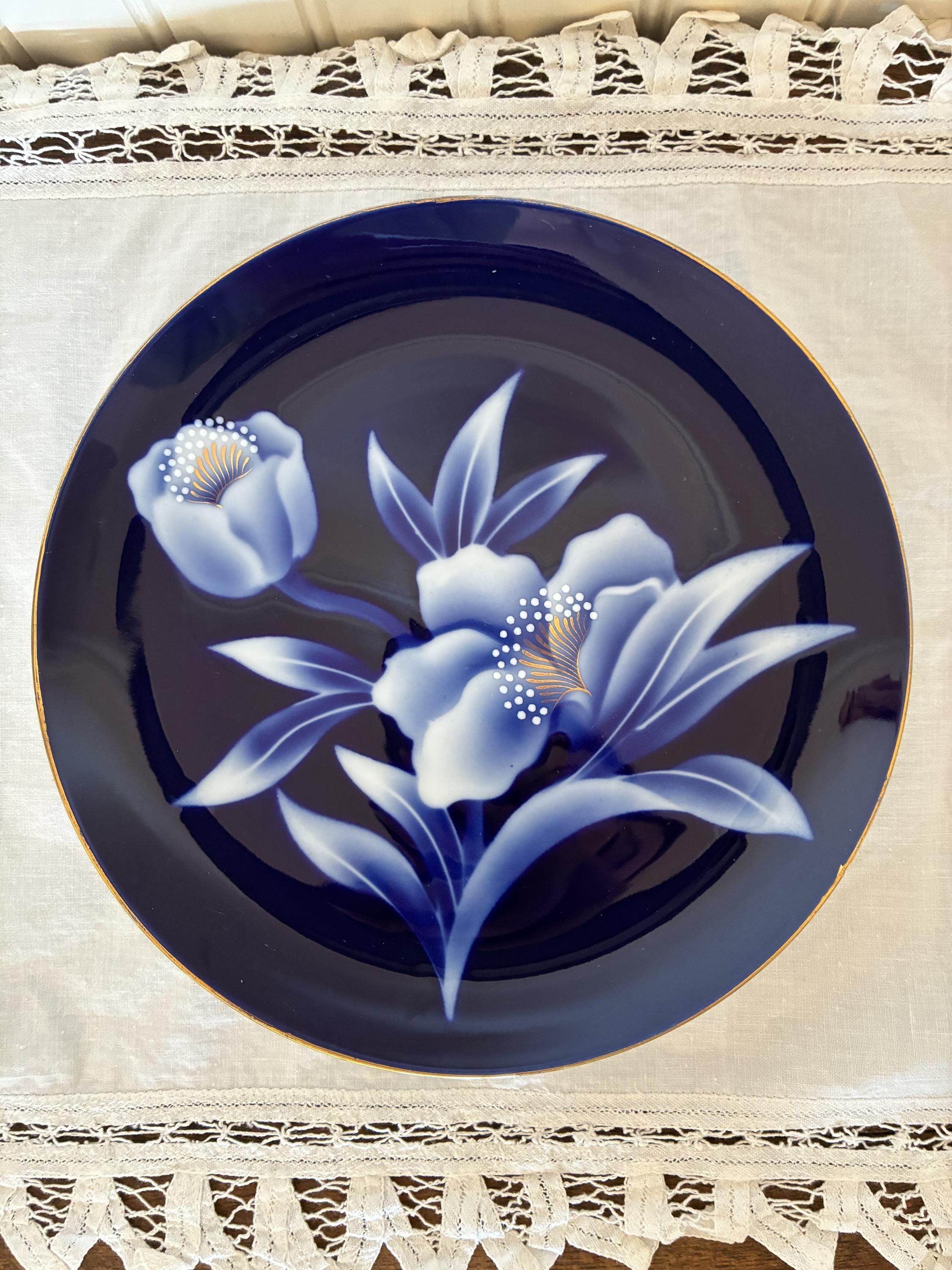 8 Blue Flower Plates - Etsy