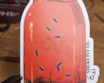 Hand Tied Flies in a Jar Fan Art Fly Fishing Sticker