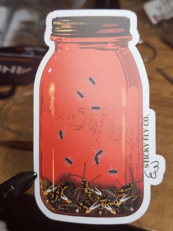 Hand Tied Flies in a Jar Fan Art Fly Fishing Sticker
