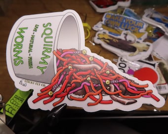 Squirmy Wormy Fly Fishing Sticker