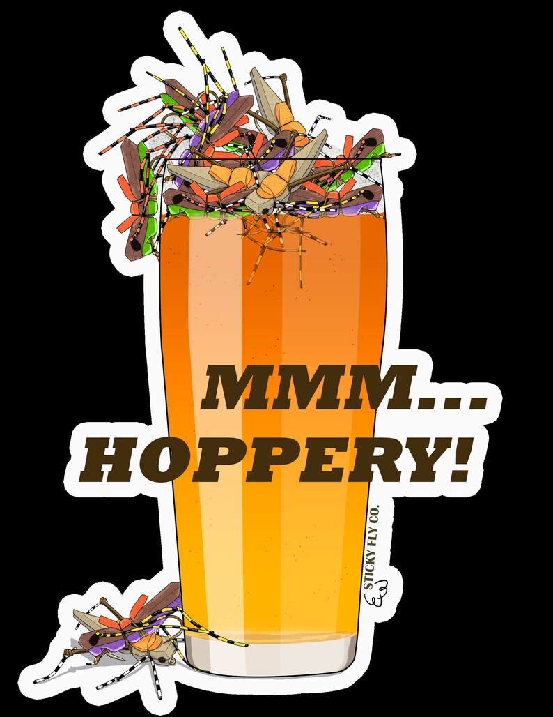 Hopper Fly Fishing Beer Sticker Etsy