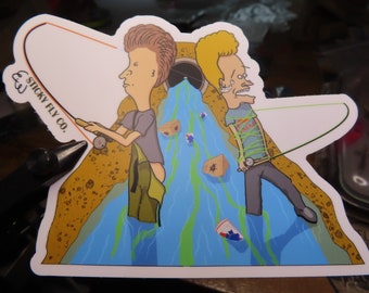 Beavis and Butt-head fly fishing sticker