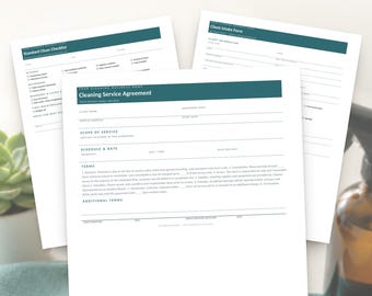 Cleaning Business Forms Bundle | 16 Editable Templates | Client Intake, Service Agreement, Checklist, Invoice | Word