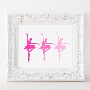 Ballerina Art Pink Ballet Art Dancer Wall Art Watercolor - Etsy