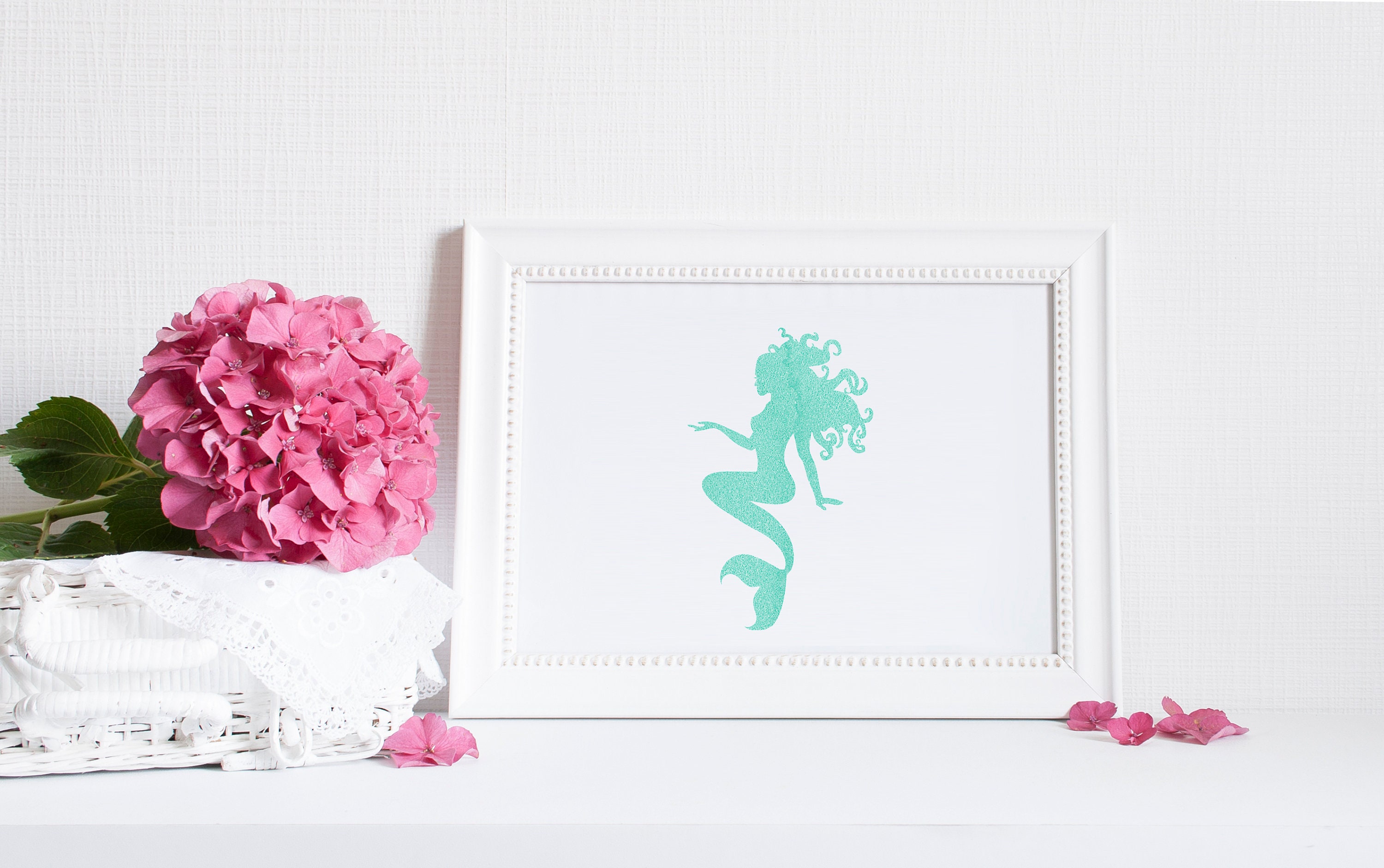 Mermaid Wall Art Teal Mermaid Decor Little Girl Nursery Art Etsy