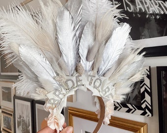 Feather bride Headband, feather crown, bride headband, Bride to be headband, bride headband, feather headpiece, bride crown