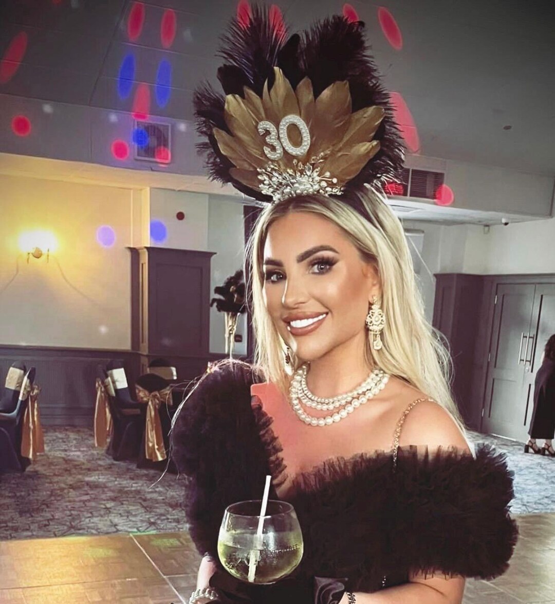 30-Piece Sequin Feather Headbands for Gatsby Costume Parties & Events Amazon.com: BABEYOND 1920s Sequined Showgirl Headpiece  main image 3