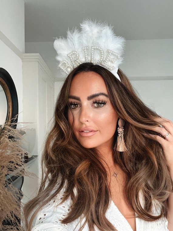 Bridal Bride to Be Hen Do Party Night Ivory Cream Feather - Etsy Singapore