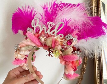 Bridal Bride to Be Hen Do Party Night Hot Pink Pearl Embellished